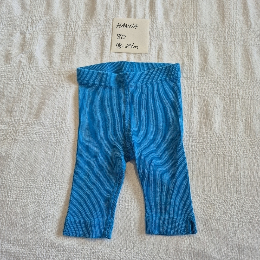 Hanna Andersson girls size 80 or 18-24 months blue ribbed cropped leggings